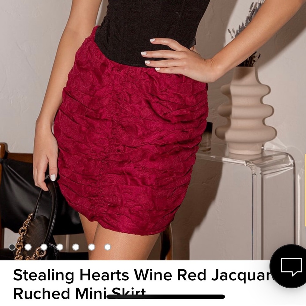 Lulu’s ruched red mini skirt